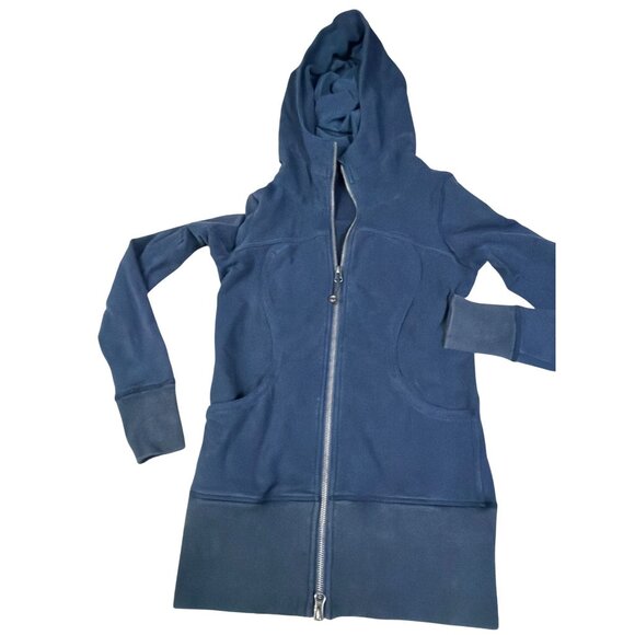 Lululemon Navy Blue Full-Zip Scuba Hoodie With Thumb Holes Women's Size 4 - Picture 3 of 6